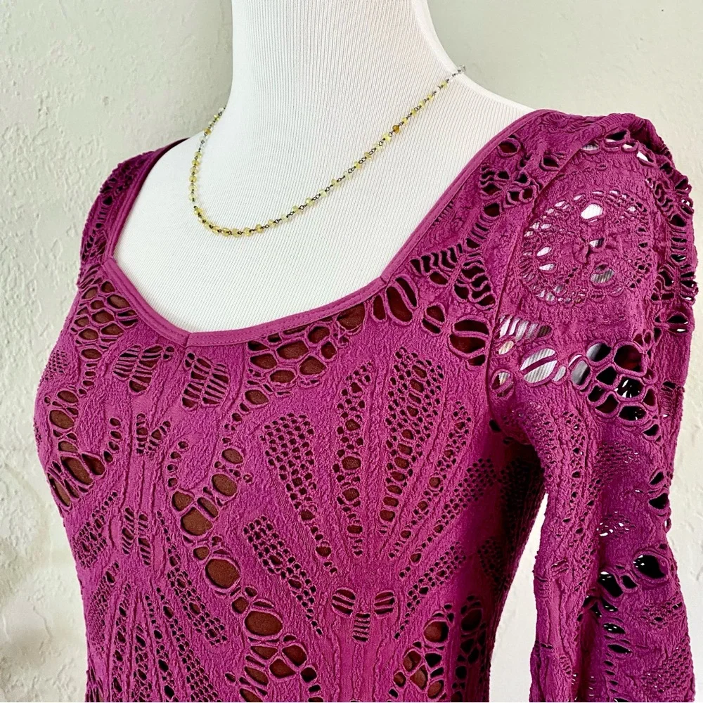 EUC Free People Medallion Crochet Lace Seamless Bodycon Dress, XS/S - Picture 7 of 13